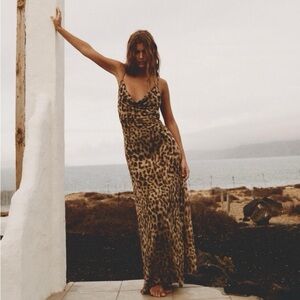 Zara leopard print tulle maxi dress